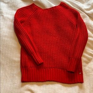 Red cable sweater